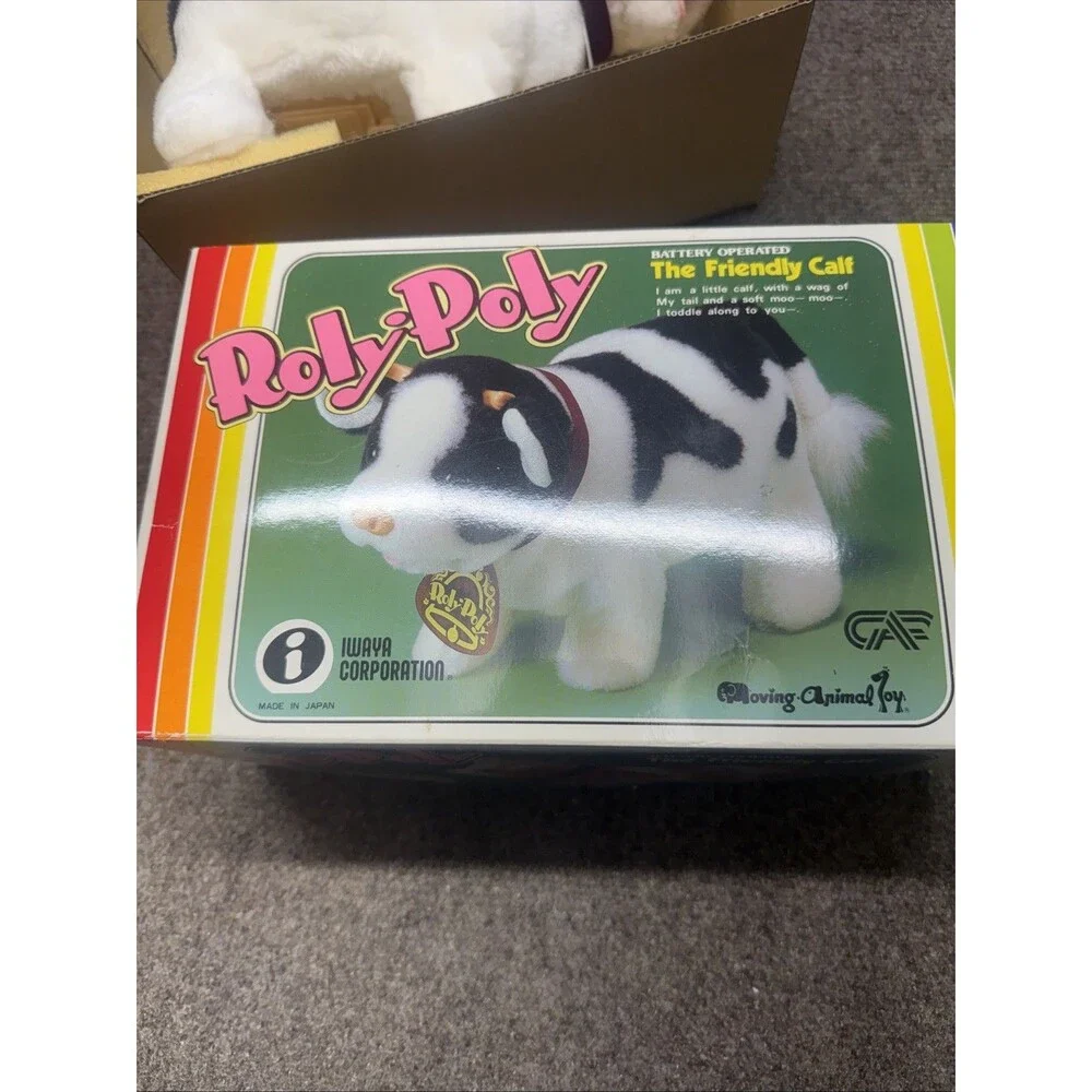 Vintage Iwaya Roly Poly the Friendly Calf Toy with Original Box